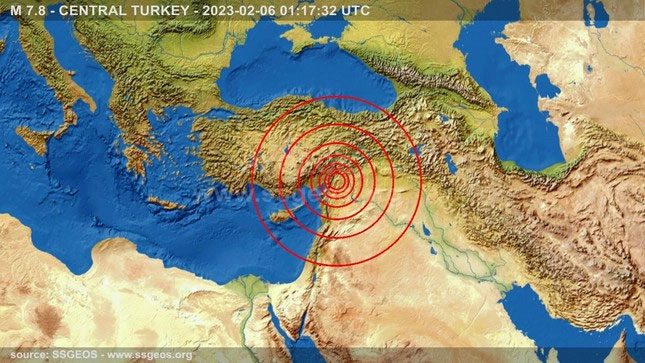 Epicenter of the earthquake on the morning of February 6.