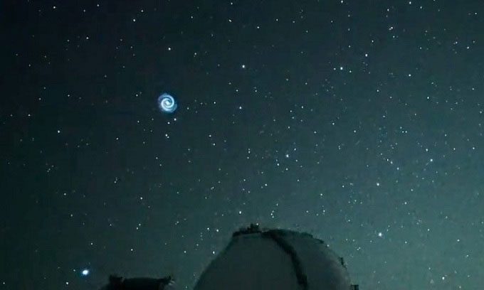 The blue vortex appeared in the sky over Hawaii on January 18.