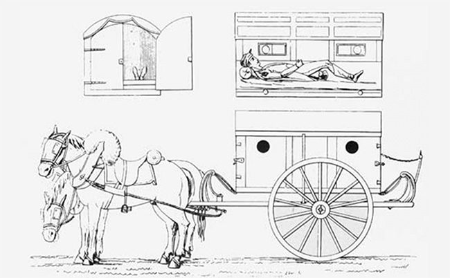 Illustration of a flying ambulance.