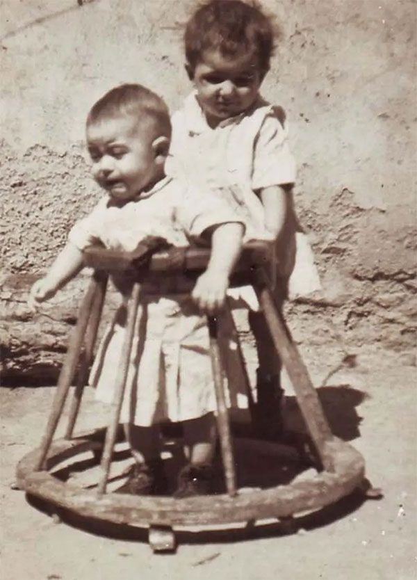 Children will stand inside the frame of this walker and literally walk.