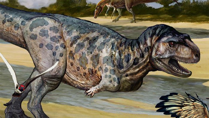 Reconstruction of the dinosaur Elemgasem nubilus.