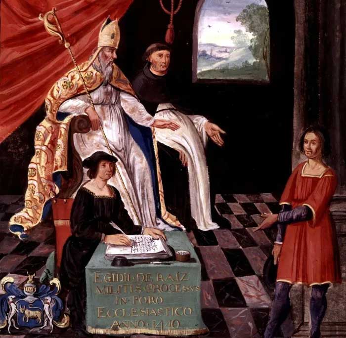 Painting of the trial of Gilles de Rais at the National Library of France (BnF).