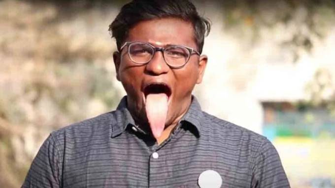 K Praveen possesses a 10.8 cm long tongue, according to the India Book of Records.