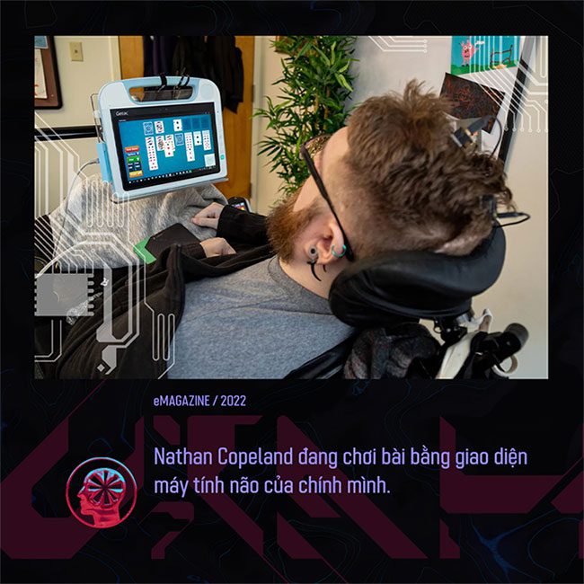 Nathan Copeland playing cards with his brain-computer interface