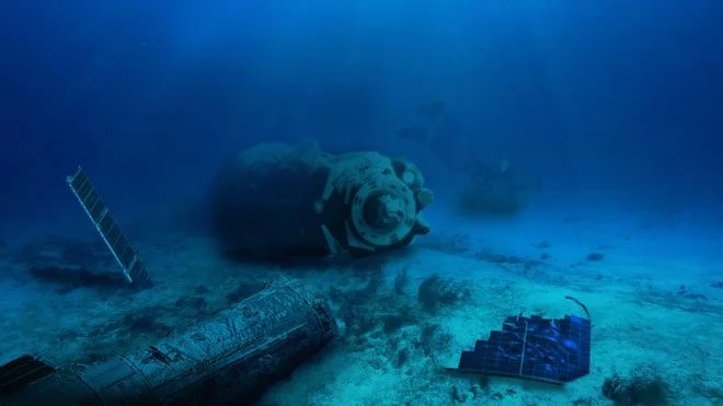 The largest structure ever to fall at Point Nemo is the Russian Space Station (MIR)