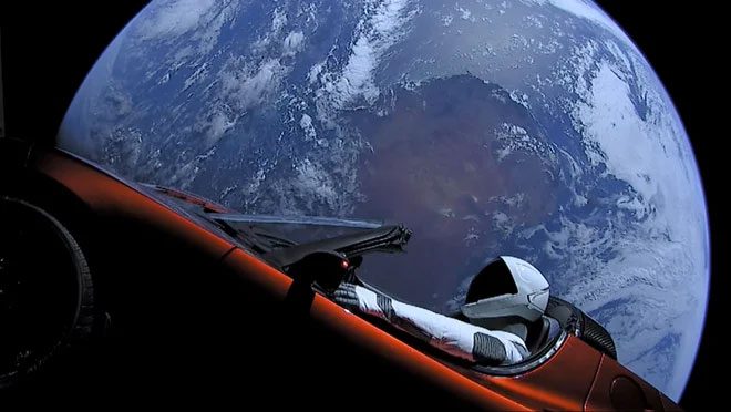 Tesla Roadster with mannequin driver "Starman" launched into space by SpaceX