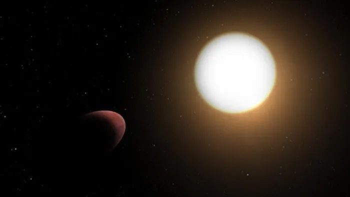 Graphic depicting the newly discovered oval-shaped planet
