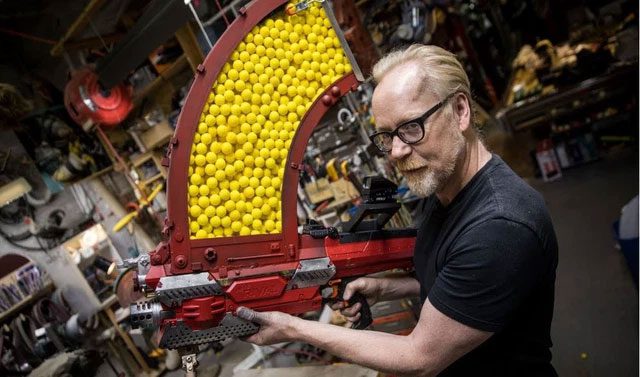 Adam Savage with his top invention on his YouTube channel.