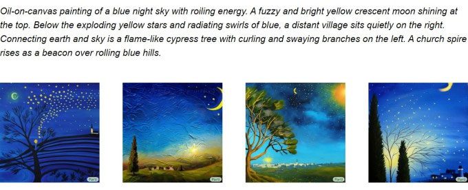 Oil paintings in the style of the famous artist Van Gogh created by AI.
