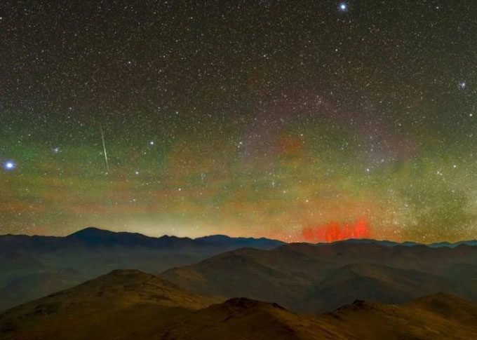 The strange bright red streak above the Atacama Desert has astonished many.