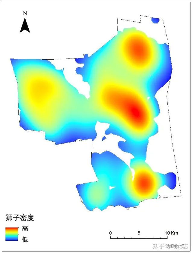 Map showing the distribution of local lions.