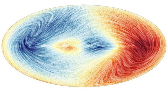 Map illustrating the 3D motion of 26 million stars in the Milky Way.