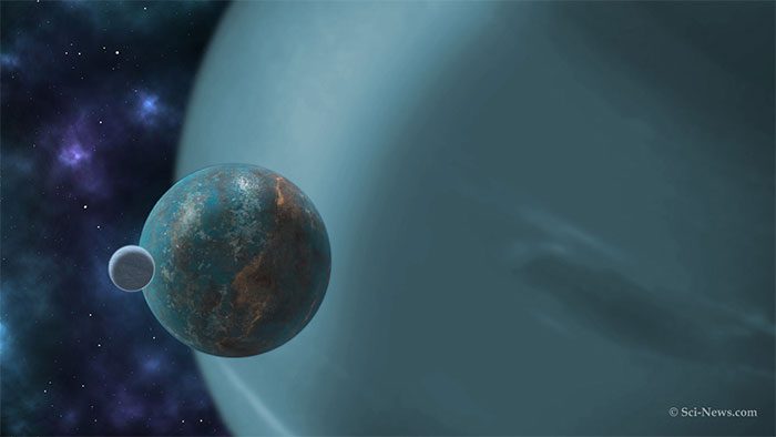 An illustration of an Earth-like planet that may harbor life