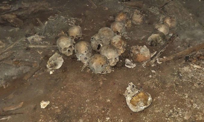 Approximately 150 human skulls discovered in a cave in Chiapas