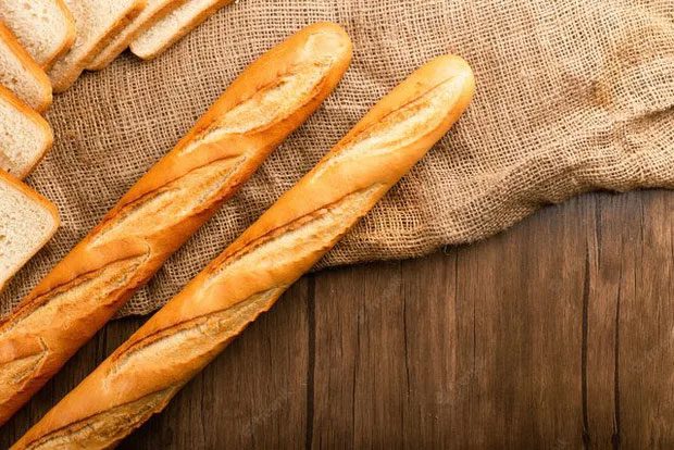 A baguette measures about 65cm in length and weighs 250 grams.