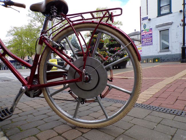 The SuperWheel bicycle wheel enhances cycling efficiency.