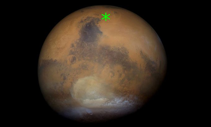 Dust storm begins to form in the southern hemisphere of Mars on December 29, 2021.