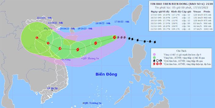 Forecast path of Typhoon No. 6 (Typhoon Nesat)