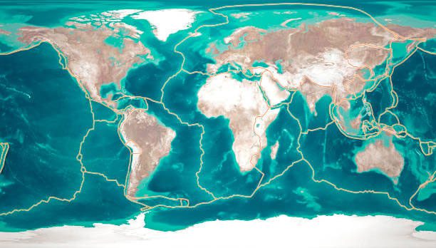 The Earth's surface is made up of many different crustal pieces, which are tectonic plates