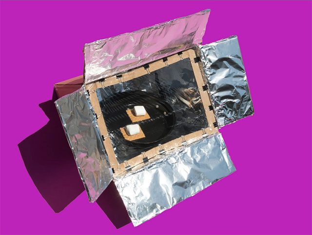 DIY solar cooker made from simple materials.