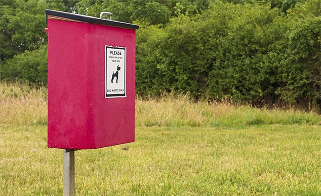 A sign requiring pet owners to clean up after their pets in the reserve.