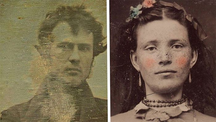 Robert Cornelius, an American photographer taking a self-portrait (left image)