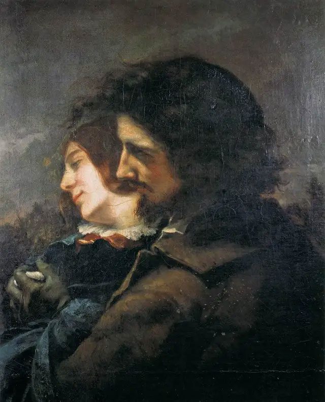 Another painting titled "The Happy Lovers" by Gustave Courbet.