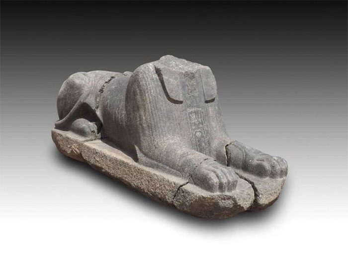The incomplete stone statue excavated in the Ain Shams area, Cairo, Egypt.
