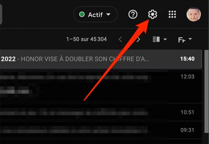 Open Gmail Quick Settings