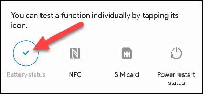 Tap the 'Battery Status' icon to continue.