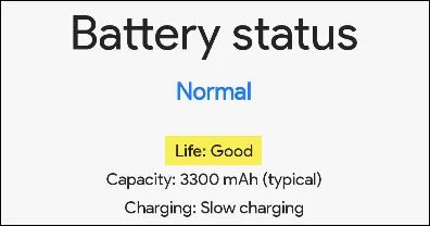 Now, you will see some information about the battery.
