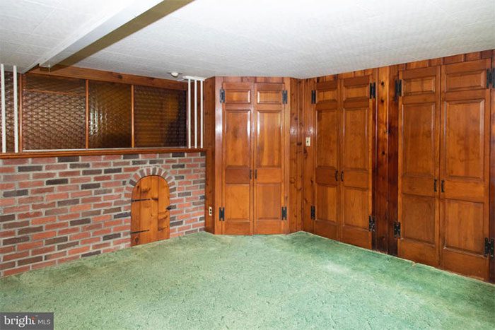 Sturdy wooden interiors inside the house in Newtown, Pennsylvania.