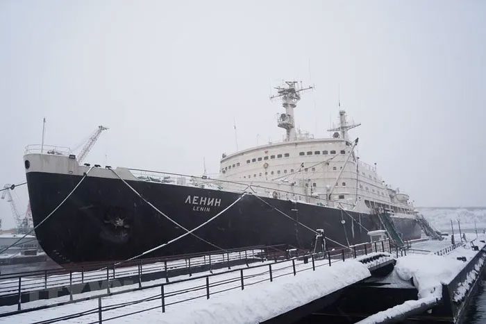 The floating museum, the world's first nuclear icebreaker named Lenin in Murmansk.