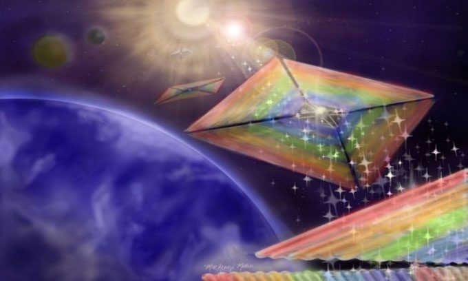 Simulation of a diffractive solar sail.