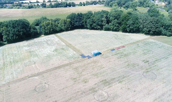 Gigantic circles arranged in an octagonal shape.
