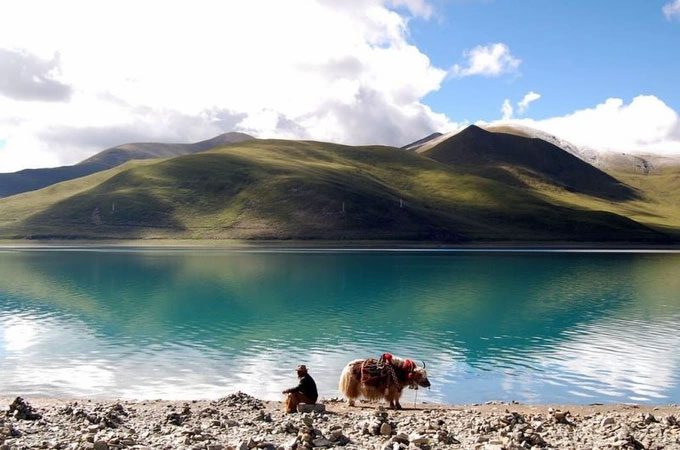 A water reservoir on the Tibetan Plateau.