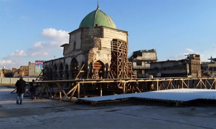 Ruins of prayer and baptism rooms at a 900-year-old mosque in Iraq.