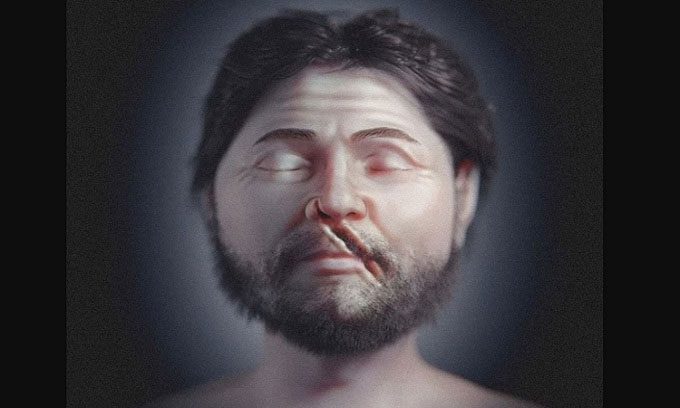 Reconstructed face of a Medieval warrior.