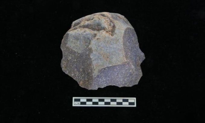 A sharp stone tool used for cutting.