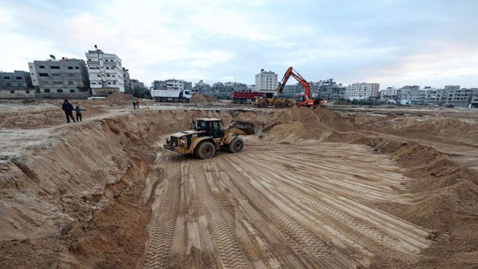 Construction site where dozens of ancient tombs were discovered in Gaza Strip.