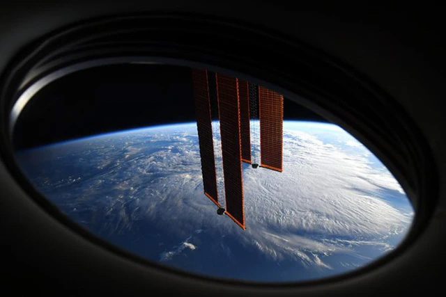 View from a window on the International Space Station (ISS).