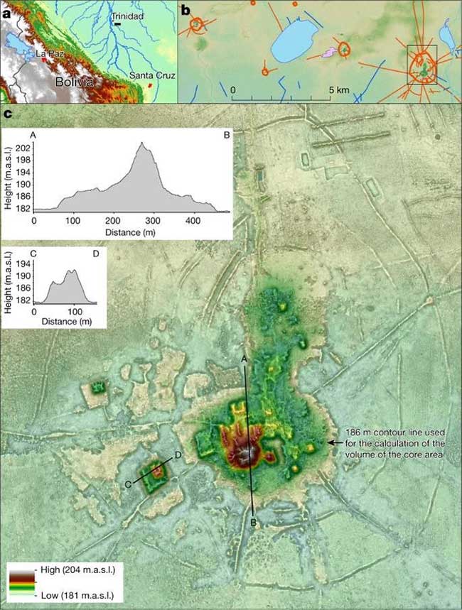 One of the ritual structure clusters revealed in the mysterious Amazon city