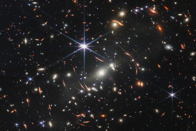 SMACS 0723 galaxy cluster captured by the James Webb Space Telescope.