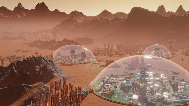 The concept of a "glass dome" serving as a temporary habitat on Mars.