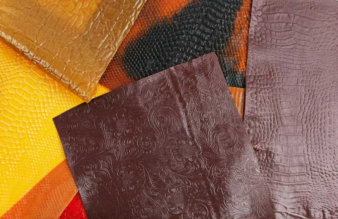 Leather product made from seafood shells and coffee grounds