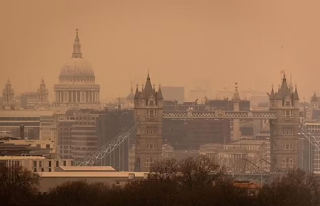 England previously engulfed in a red dust cloud