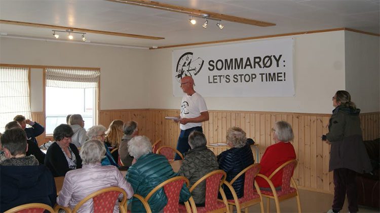 The island's 300 residents gathered in the town hall to propose official recognition as a timeless location.