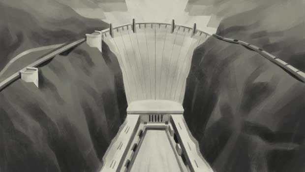 The beginning of the Hoover Dam construction plan
