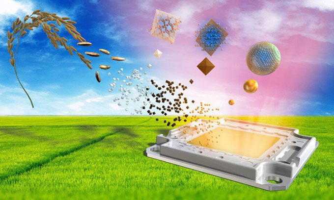 The world's first LED using rice husks and chemical components.