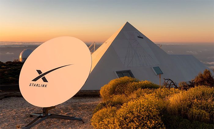 Starlink internet signal dish.